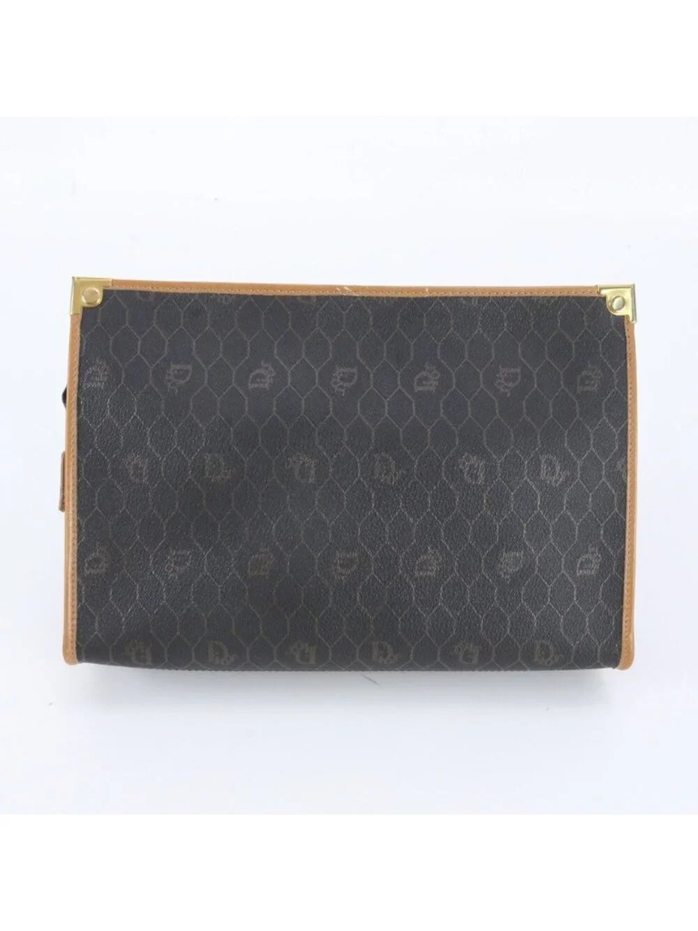 Dior Honeycomb Pattern Leather Clutch Pouch Business